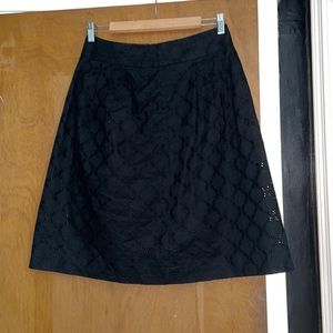 Loft black lace a-line petite skirt